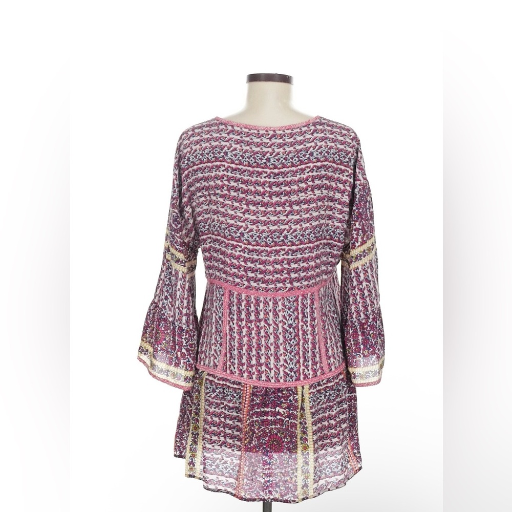 Maeve Anthropologie Pink and Purple Silk Tiered Blouse Tunic Size Medium - Picture 4 of 8